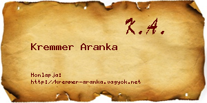 Kremmer Aranka névjegykártya
